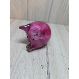 Vintage Pink Pig Hand Blown Glass Paperweight Kitschy Piglet CUTE Whimsy